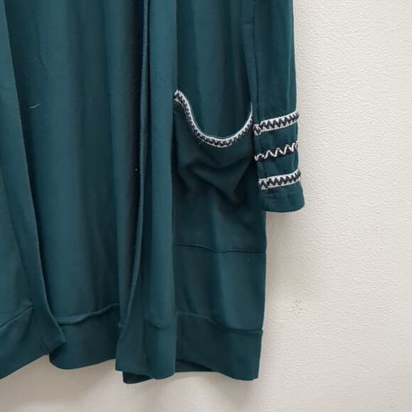 Amaryllis dark green embroidered long cardigan size L - Picture 4 of 5